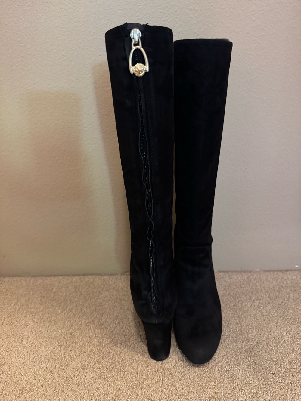 Black Knee-High Suede Women's Boots
